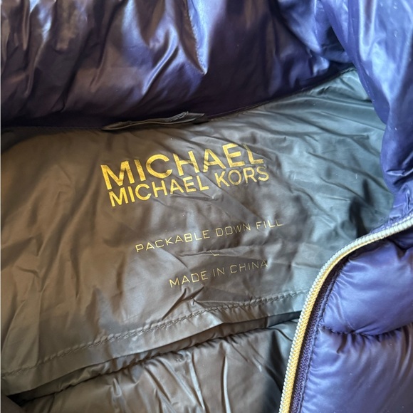 Michael Kors Plum Puffer Jacket with Gold Details - Picture 7 of 13